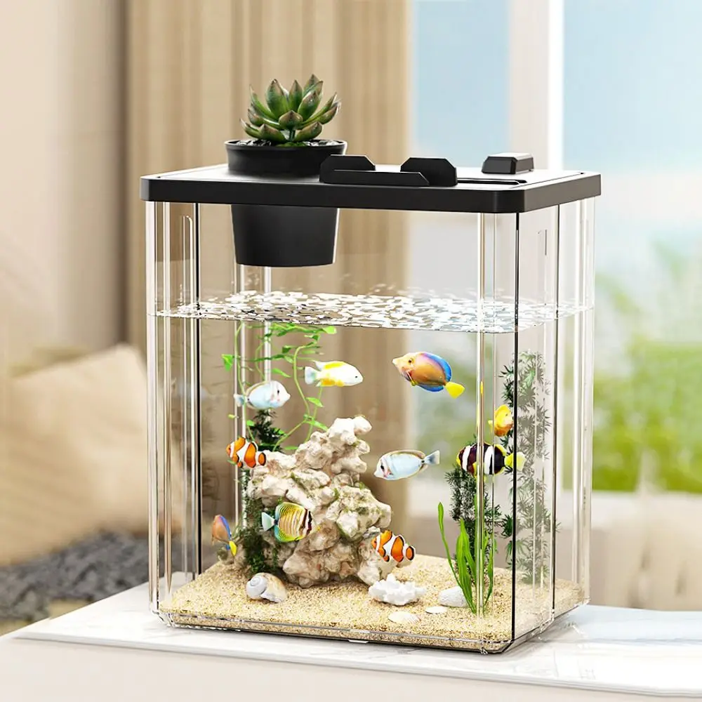 Aquarium Fish In Bowl - 水槽デスクトップフィッシュタンクウォーターポンプ高透明フィルター造園金魚鉢ホーム装飾魚テラリウム