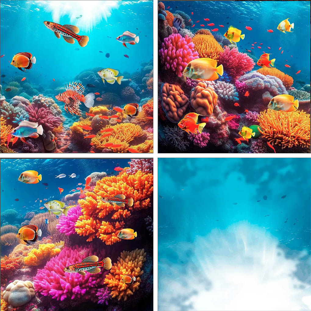 Aquarium Fish Of The World - Mehofond 水中世界海底写真撮影背景夏の海海底水族館エイボラ魚サンゴ写真背景スタジオ