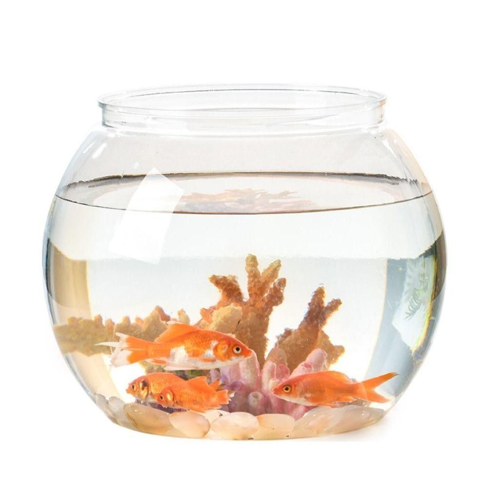Aquarium Fish In Bowl - 携帯用透明水槽 丸型プラスチック製小型金魚鉢 壊れにくい 軽量 アクアリウム ホームデコレーション