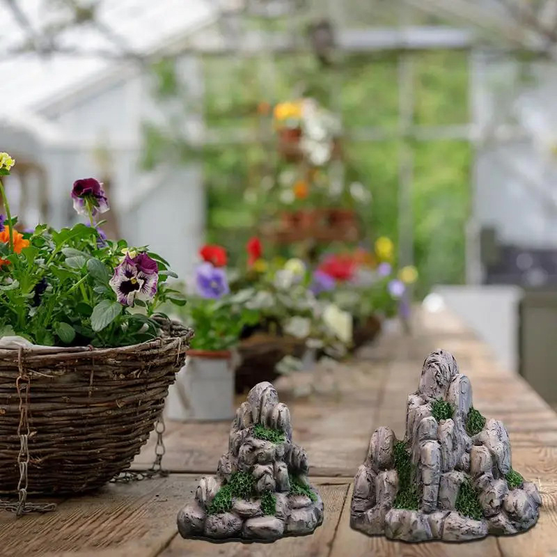 Aquarium Decoration Rock - ミニマウンテン人工丘偽石盆栽飾りミニチュア妖精庭園アクセサリー家の装飾水槽の岩