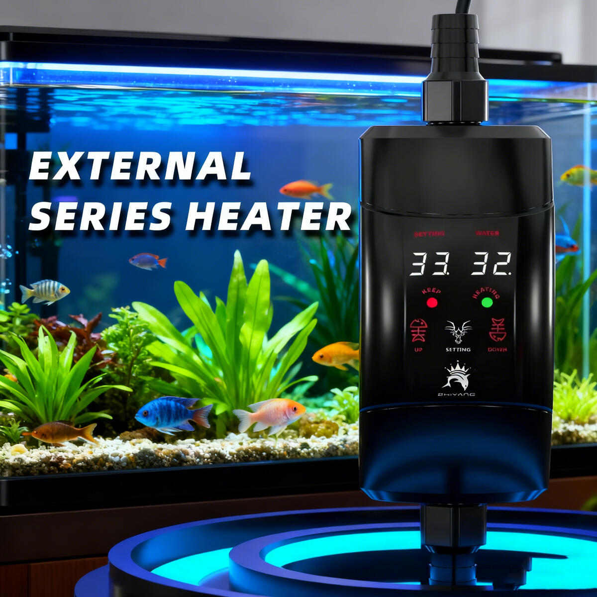 Aquarium Fish Cold Water - 水族館水槽用外部加熱ロッド、調整可能な温度、外部ヒーター、自動サーモスタット、300w-1200w
