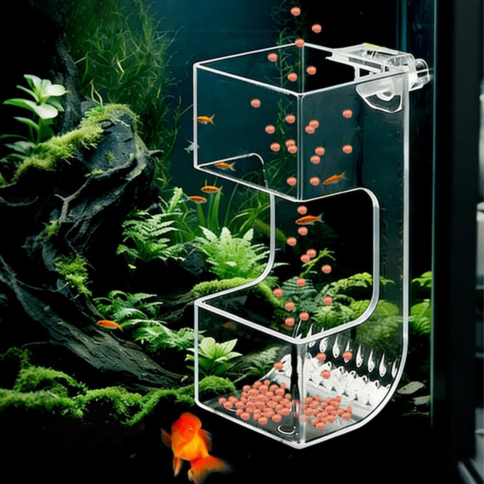 Aquarium Fish Holiday Food - 水槽用フィッシュフィーダーボックス 透明フードホルダー 魚の餌入れボックス ディッシュボウル 飛散防止 水槽エビ