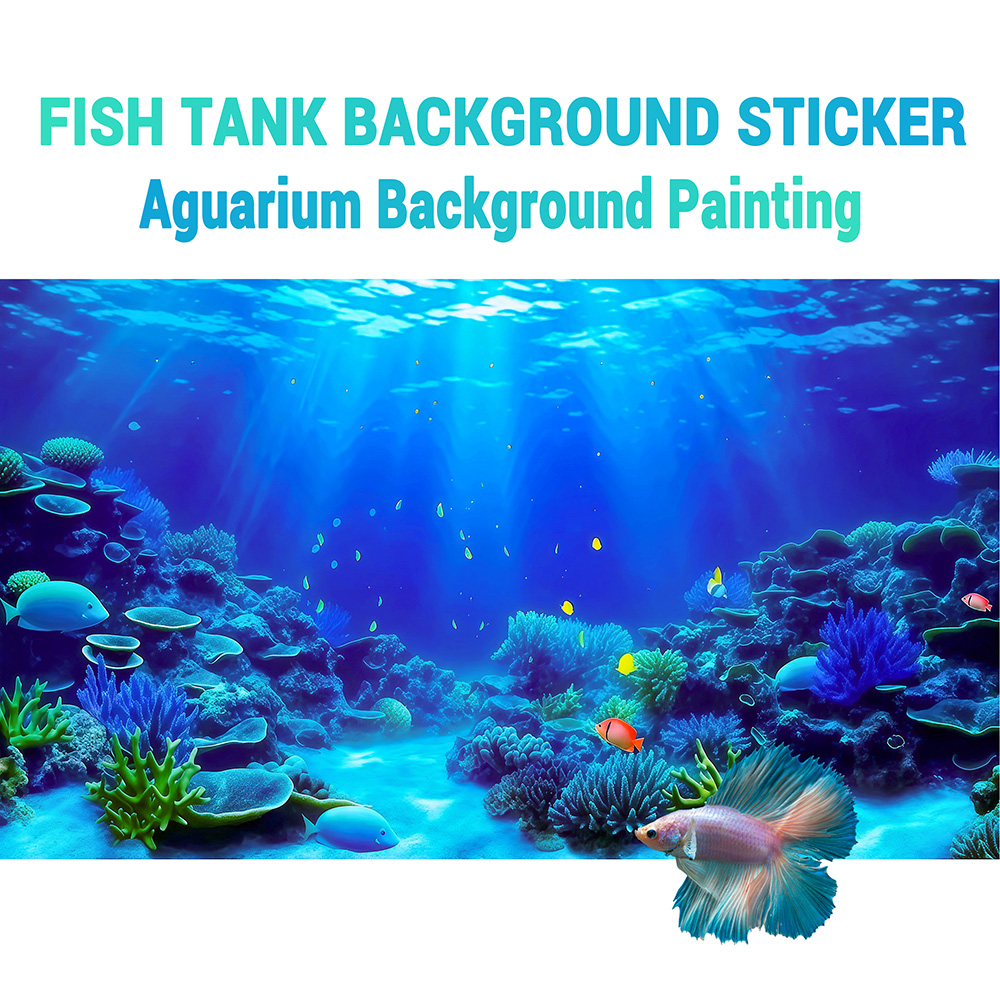 Aquarium Fish Paradise - コーラルパラダイス、水槽背景画、水槽ステッカー、爬虫類水槽ステッカー、前面粘着式、風景装飾品