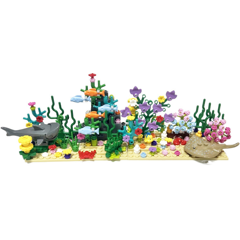 Aquarium Fish Of The World - シティ MOC 水族館水中世界植物シーン観賞サメ悪魔魚ビルディングブロックおもちゃレンガレゴと互換性あり