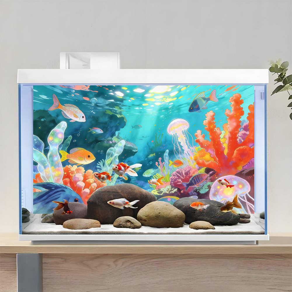 水槽の背景、魚タンク用背景、漫画の水中世界、水槽装飾、前面自 - Aquarium Fish Of The World のレビューと価格