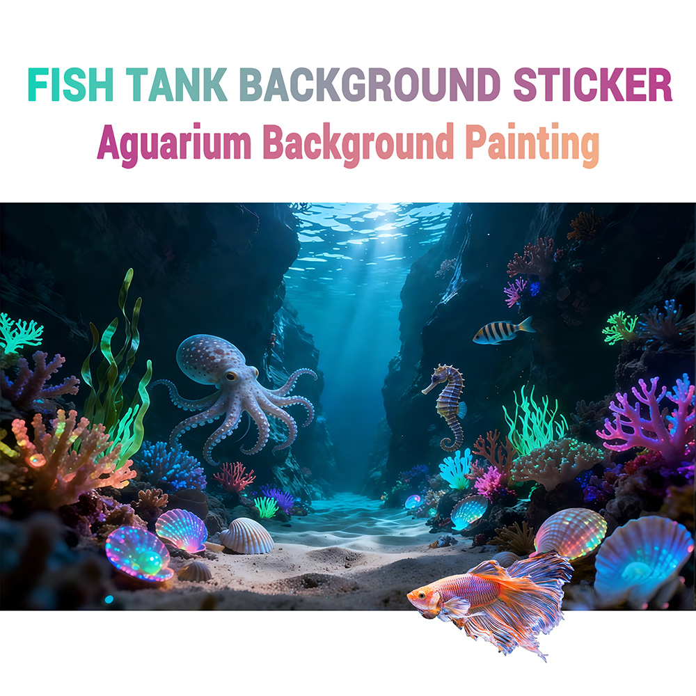 タコ峡谷パラダイス、水槽背景画、水槽絵画ステッカー、前面粘着 - Aquarium Fish Paradise のレビューと価格
