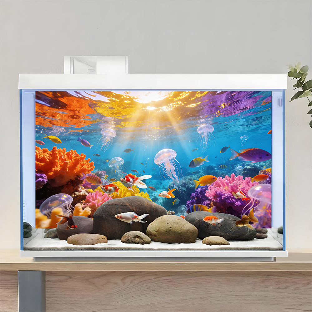 水中世界、水槽背景絵画、水族館ステッカー、前面自己粘着、水槽 - Aquarium Fish Of The World のレビューと価格