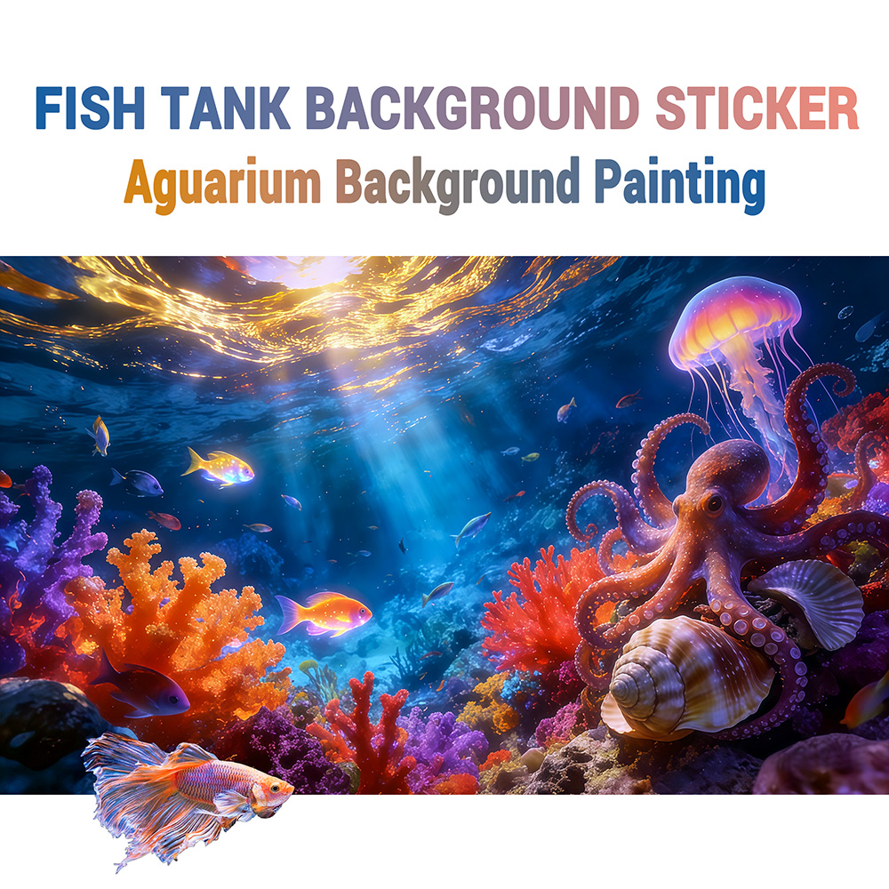 タコの楽園、水槽背景画、水槽ステッカー、粘着式前面、水槽風景 - Aquarium Fish Paradise のレビューと価格
