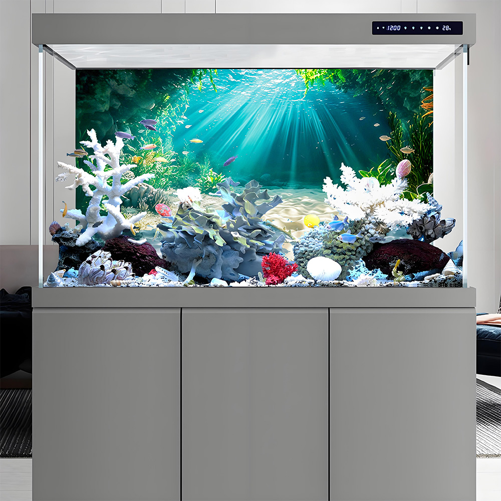 ビーチシークレットランド、水槽背景画、水槽背景ステッカー、前 - Aquarium Fishland のレビューと価格