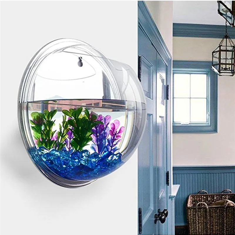 アクリルの壁にぶら下がっている水族館,植物の花瓶,花,ミニ水 - Aquarium Fish In Bowl のレビューと価格